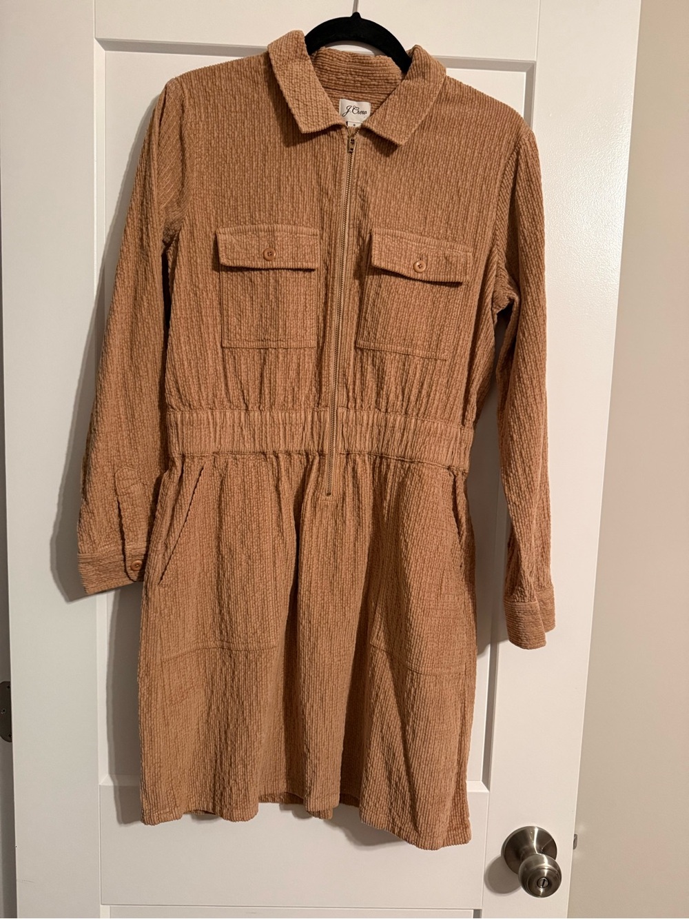 J. Crew Tan Textured Zip-Front Dress